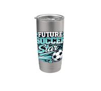 Vintage Future Soccer Star Retro Juventud Juventud Jugar Día del Juego Vaso térmico de acero inoxidable de doble pared