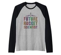 Vintage Futuro Rocket CIENTISTA Science Geek Kids Graduación Camiseta Manga Raglan