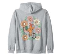Vintage Gallo Bruja Montando Bicicleta Floral Sudadera con Capucha
