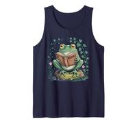 Vintage Garden Frog Cottagecore Reading Girl Bookworm Dragon Camiseta sin Mangas