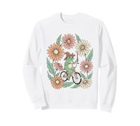 Vintage Gato Bruja Montando Bicicleta Flor Floral Sudadera