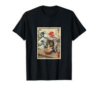 Vintage Gato Negro Ramen Wave Japonés Ukiyo-e Art Foodie Camiseta