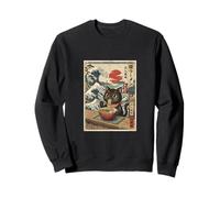 Vintage Gato Negro Ramen Wave Japonés Ukiyo-e Art Foodie Sudadera