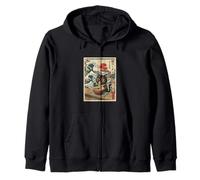 Vintage Gato Negro Ramen Wave Japonés Ukiyo-e Art Foodie Sudadera con Capucha