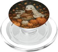 Vintage Ghost Reading Books Fall Leaves Theme PopSockets PopGrip para MagSafe
