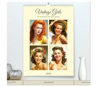 Vintage Girls. Die schönsten Pin-up Gesichter (hochwertiger Premium Wandkalender 2026 DIN A2 hoch), Kunstdruck in Hochglanz: Zauberhafte Illustrationen im Pretty-Girl-Style