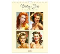Vintage Girls. Die schönsten Pin-up Gesichter (Wandkalender 2026 DIN A4 hoch), CALVENDO Monatskalender: Zauberhafte Illustrationen im Pretty-Girl-Style