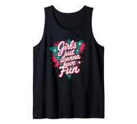 Vintage Girls Just Wanna Have Fun Colorido Retro Throwback Camiseta sin Mangas
