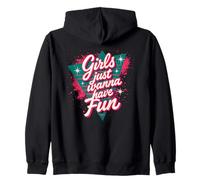 Vintage Girls Just Wanna Have Fun Colorido Retro Throwback Sudadera con Capucha
