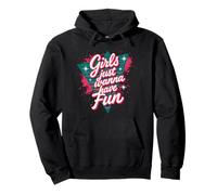 Vintage Girls Just Wanna Have Fun Colorido Retro Throwback Sudadera con Capucha