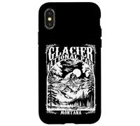 Vintage Glacier National Park Montana USA Souvenir Camping Carcasa para iPhone X/XS