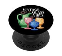 Vintage Glass Vibes Retro Collectible Colored Glassware PopSockets PopGrip Adhesivo