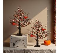 Vintage Glowing Tree with Cardinal, led Vintage Glowing Tree, Warm Vintage Glow with Festive Red Berry & Bird DéCor, Suitable for Christmas, Halloween Decorations (2PCS)
