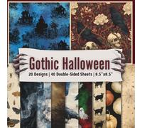 Vintage Gothic Halloween Scrapbook Paper Craft Pad: 20 Dark Goth Designs, 40 Double-Side Sheets Printed on 8.5"x8.5" Size Paper. Great For Card ... Mixed Media, Junk Journal, DIY Project Etc.