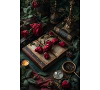 Vintage Gothic Rose Journal: Dark Academia Botanical Notebook: 120 Lined Pages, Paperback, Antique Books & Red Floral Cover for Writers and Students