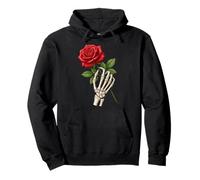 Vintage gótico Esqueleto Rosa Romance Punk gráfico Sudadera con Capucha