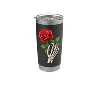 Vintage gótico esqueleto rosa romance punk gráfico Vaso térmico de acero inoxidable de doble pared