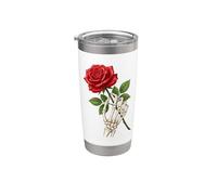 Vintage gótico esqueleto rosa romance punk gráfico Vaso térmico de acero inoxidable de doble pared