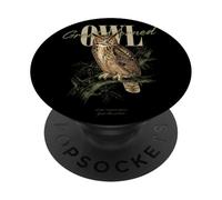 Vintage Gran Búho Cuernos Aves Arte Naturaleza Observación PopSockets PopGrip Adhesivo