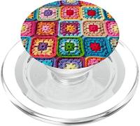 Vintage Granny Squares Patrón Retro Multicolor PopSockets PopGrip para MagSafe
