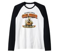 Vintage Grill Master at Work King of The Grilling, Divertida Barbacoa Camiseta Manga Raglan