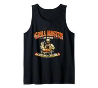 Vintage Grill Master at Work King of The Grilling, Divertida Barbacoa Camiseta sin Mangas
