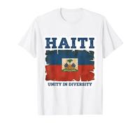 Vintage Haití Bandera Día Unidad En Diversidad Orgulloso Haitiano Camiseta gráfica económica, Hombre, Blanco, L