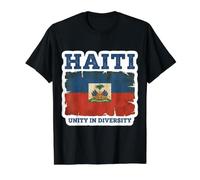 Vintage Haití Bandera Día Unidad En Diversidad Orgulloso Haitiano Camiseta gráfica económica, Hombre, Negro, M