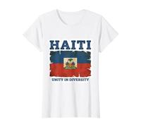 Vintage Haití Bandera Día Unidad En Diversidad Orgulloso Haitiano Camiseta gráfica económica, Mujer, Blanco, L