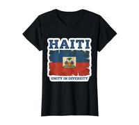 Vintage Haití Bandera Día Unidad En Diversidad Orgulloso Haitiano Camiseta gráfica económica, Mujer, Negro, XS