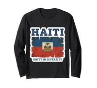 Vintage Haití Bandera Día Unidad En Diversidad Orgulloso Haitiano Manga Larga