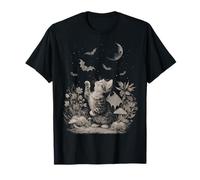 Vintage Halloween Cat Bat Wings Fall Cute Fairycore Graphic Camiseta