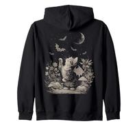 Vintage Halloween Cat Bat Wings Fall Cute Fairycore Graphic Sudadera con Capucha