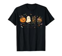 Vintage Halloween garabatos Retro Calabaza Gato Bruja Espeluznante Camiseta gráfica económica, Hombre, Negro, XL