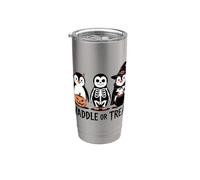 Vintage Halloween pingüino truco o waddle espeluznante Vaso térmico de acero inoxidable de doble pared