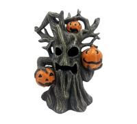 Vintage Halloween Pumpkin Tree Ornament with Detachable Pieces,Rustic Fall Thanksgiving Home Decor for Tabletop,Mantel,or Outdoor Display-Neutral Autumn Harvest Accents (Gray)