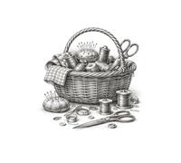 Vintage Hand Drawn sewing basket - 120 page lined Notebook: A Classic Sewing Journal for Quilters, Dressmakers, and Creative Makers
