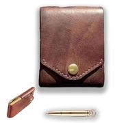 Vintage Handmade Leather Wallet, Multifunctional Handmade Leather Wallet for Men, Compact Wallets for Cash, Leathers Business Card Holder, Slim Minimalist Men's Wallets Built-In Pen Slot (1set)