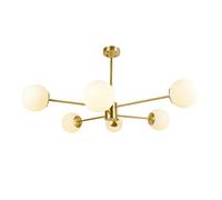 Vintage Hanging Pendant Light, Mid-Century 6-Light Glass Globe Sputnik Chandelier, Gold Iron Art Light Fixtures, For Bedroom Living Room Kitchen Farmhouse Dining Room