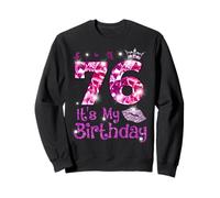 Vintage Happy 76 It's My Birthday Crown Lips 76º cumpleaños Sudadera