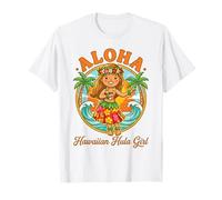 Vintage Hawaiano Hula Bailarina Aloha Tropical Island Luau Girl Camiseta