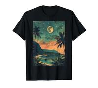Vintage Hawaii Viaje Kauai Beach Naturaleza Paisaje Camiseta gráfica económica, Hombre, Negro, S