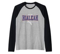 Vintage Hialeah Florida Athletic Sport FL Florida Mapa Camiseta Manga Raglan