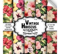 Vintage Hibiscus Scrapbook Paper: Double Sided Sheets | Flower Pattern for Card Making, Origami, Collage, and Various DIY Craft Projects | 8.5" x 8.5" (21.59 x 21.59 cm)