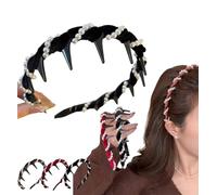 Vintage High Cranium Artificial Hairband, 2025 New Elegant Head Band Girls,Stylish Bling Hair Hoop for Wedding Party Daily Wear (Black, 15 * 13 * 3cm/5.9 * 5.1 * 1.1in)