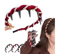 Vintage High Cranium Artificial Hairband, 2025 New Elegant Head Band Girls,Stylish Bling Hair Hoop for Wedding Party Daily Wear (Red, 15 * 13 * 3cm/5.9 * 5.1 * 1.1in)