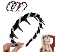 Vintage High Cranium Artificial Pearl Hair Band,2025 New Elegant Non Slip Pearl Headbands,anti-slip Decorative Hair Bands Fashion Hair Accessories for Women and Girls (Black)