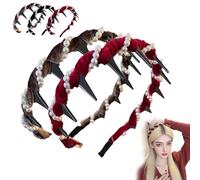 Vintage High Cranium Artificial Pearl Hair Band,2025 New Elegant Non Slip Pearl Headbands,anti-slip Decorative Hair Bands Fashion Hair Accessories for Women and Girls (Red+Brown)