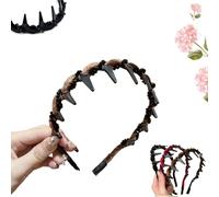 Vintage High Cranium Artificial Pearl Hair Band, Pearl Headbands for Women, Elegant Non Slip Pearl Headbands, for Women and Girls, Stylish Bling Hair Hoop for Wedding, Party or Daily Wear (Brown, B)