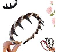 Vintage High Cranium Artificial Pearl Hair Band, Pearl Headbands for Women, Elegant Non Slip Pearl Headbands, for Women and Girls, Stylish Bling Hair Hoop for Wedding, Party or Daily Wear (Brown, A)